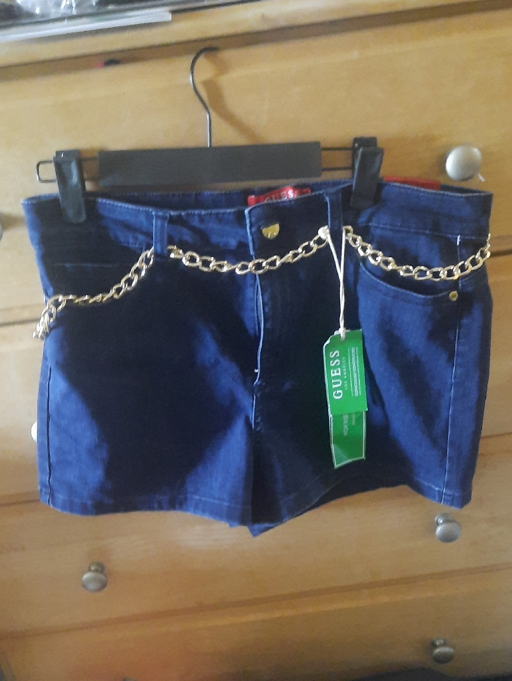 Guess Denim Shorts with Gold Chain